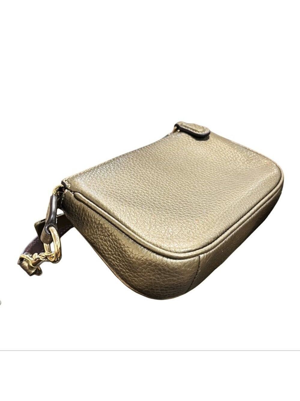 COACH METALLIC GOLD LEATHER NOLITA 15 CONVERTIBLE WRISTLET WALLET PYRITE PURSE - Picture 4 of 4